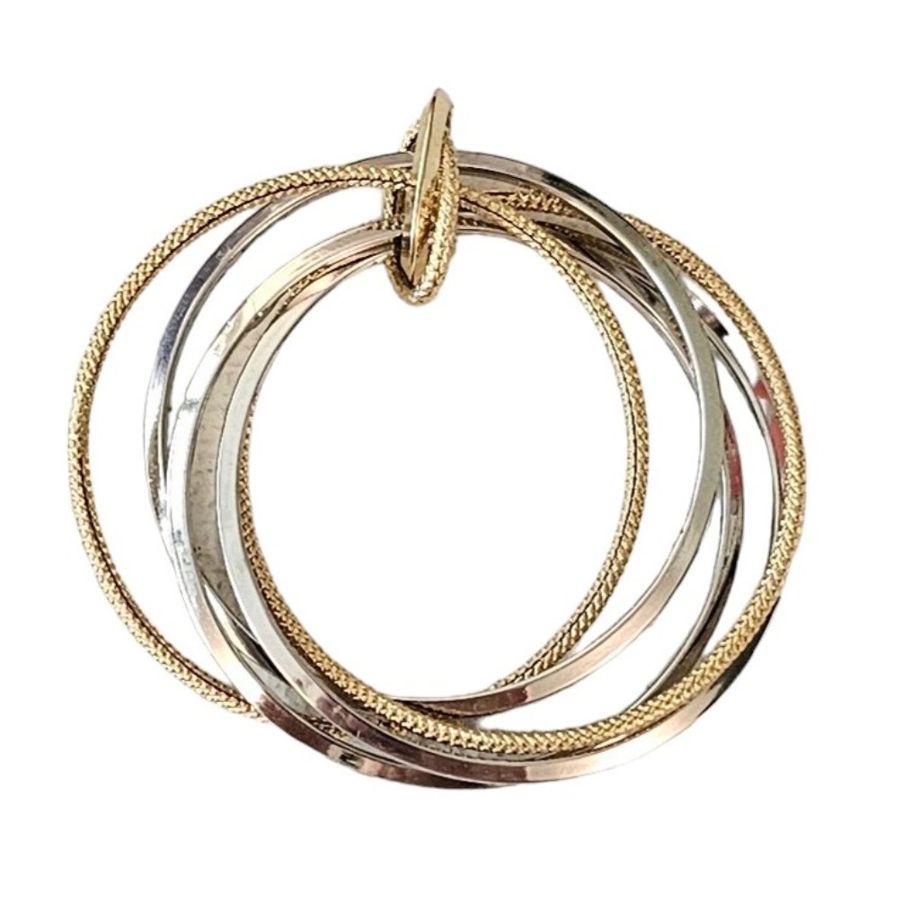 14k White And Yellow Gold Five Rings Pendant L158
